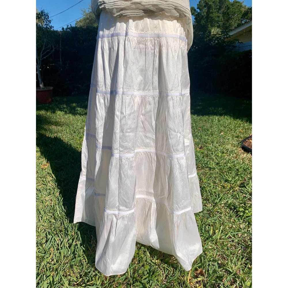CALYPSO 100% Silk Maxi Tiered Skirt S
